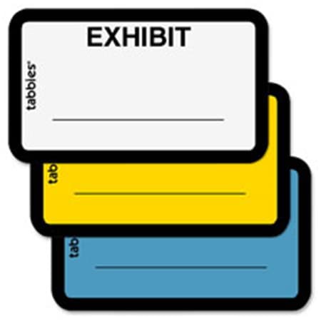 Tabbies Legal Exhibit Labels, Exhibit, 1.63 in. x 1 in., 252-PK, White TA464255